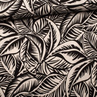 Viskose-Stoff mit Blattmuster schwarz/natur