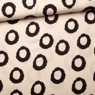 Viskose-Stoff „Punkte grafisch“ weiß/schwarz