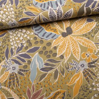 Viskose-Stoff „Tropical Garden“ oliv