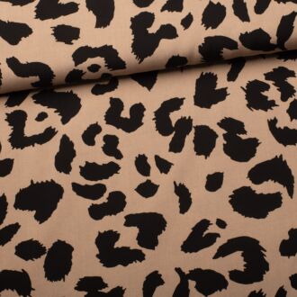Viskose-Popeline „Leopard“ sand/schwarz