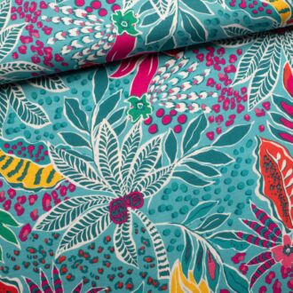 Viskose-Stoff „Tropical Garden“ petrol