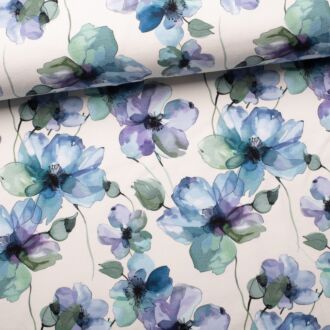 Bio French Terry Aquarell Flowers wollweiß