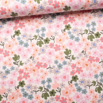 French Terry Soft Flowers wollweiß