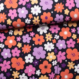 French Terry Flower Friends dunkelblau