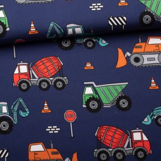 French Terry Fahrzeugliebe indigoblau