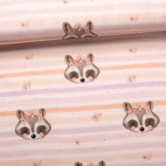 French Terry Monty Waschbären pastell