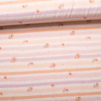 French Terry Monty Streifen & Blumen pastell