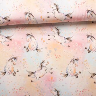 Baumwolljersey Nils Einhörner pastell