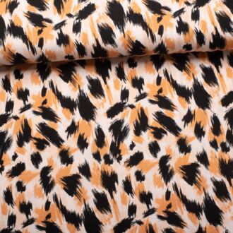 Baumwolljersey Olivia - ecru/apricot/schwarz