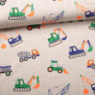 Baumwolljersey Neon Baustelle grau-meliert