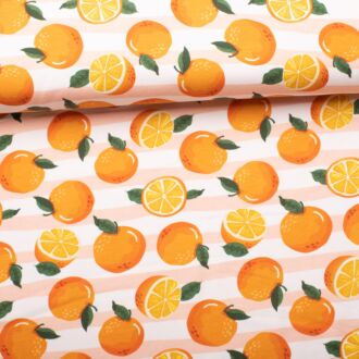 Baumwolljersey Melody Orangen & Streifen