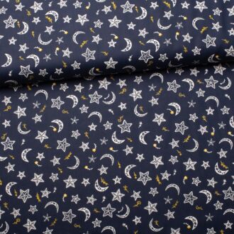 Baumwollwebware Nordic Moon and Stars navy