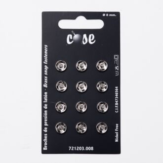 8mm Annäh-Druckknöpfe (12 Stück) silber