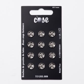 9mm Annäh-Druckknöpfe (12 Stück) silber