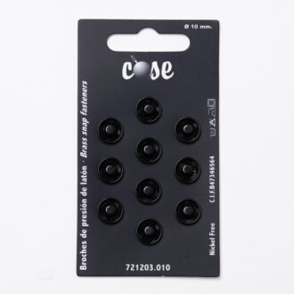 10mm Annäh-Druckknöpfe (10 Stück) schwarz