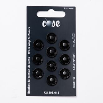 12mm Annäh-Druckknöpfe (10 Stück) schwarz