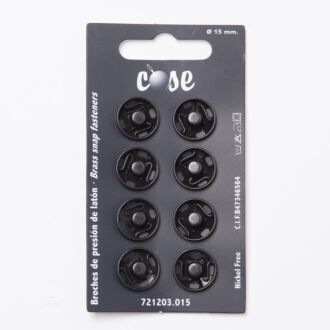 15mm Annäh-Druckknöpfe (8 Stück) schwarz