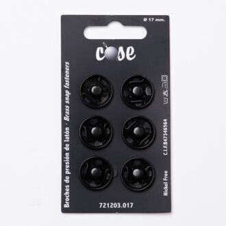 17mm Annäh-Druckknöpfe (6 Stück) schwarz