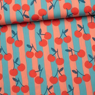 Webware Retro Cherries & Stripes pfirsich/hellpetrol