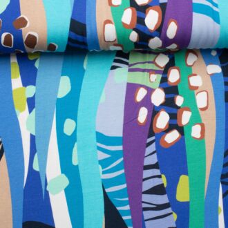 Viskosejersey Jungle Stripes bunt