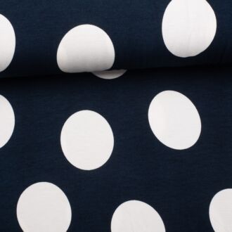 Viskosejersey Big Polka Dots navy