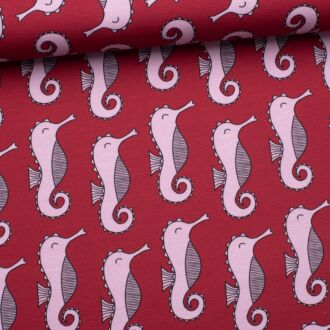 Bio French Terry Seahorses weinrot