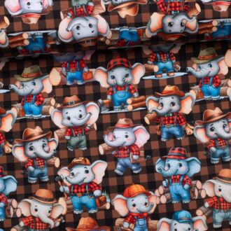 French Terry Holzfäller-Elefanten kariert