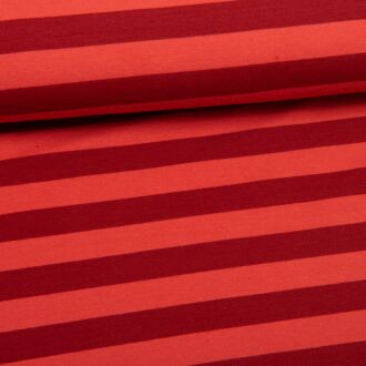 French Terry Stripes koralle/rot