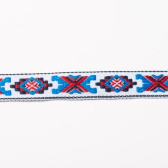 20mm Webband Ethno-Muster weiß