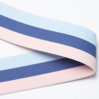 40mm Gummiband rosa-navy-hellblau