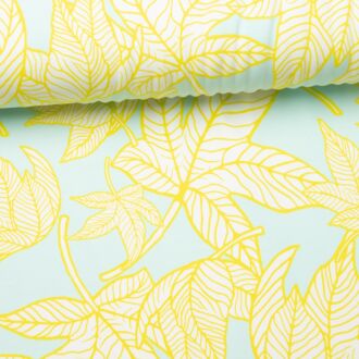 French Terry Neon Leaves hellmint