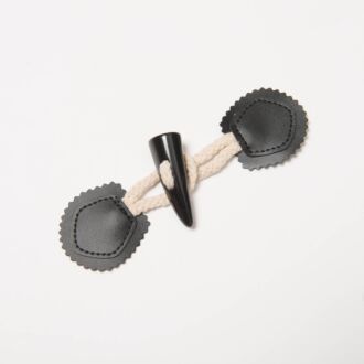 Dufflecoatverschluss Leder 15cm schwarz