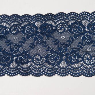 140mm Spitze elastisch Blumenranken navy