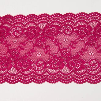 140mm Spitze elastisch Blumenranken bordeaux