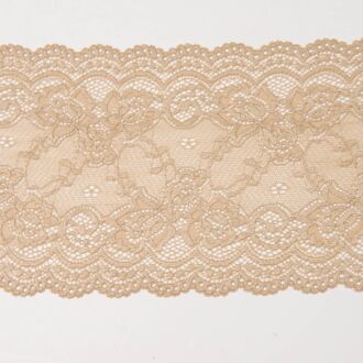 140mm Spitze elastisch Blumenranken beige