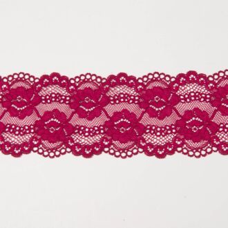 70mm Spitze elastisch Barockblumen bordeaux
