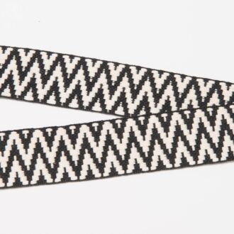 40mm Doubleface Webband ZigZag schwarz/beige