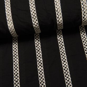 *SALE* Lochstick-Streifen schmal Baumwolle schwarz
