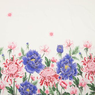 *SALE* Bordüren-Jersey Big lila Flowers offwhite