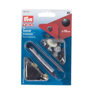 Prym Anorak Druckknöpfe schwarz, 15mm