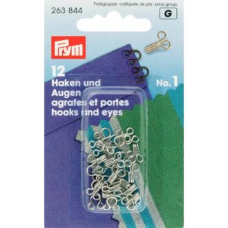 Prym Federhaken und -augen (Haftel), Größe 1, silberfarbig
